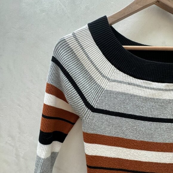 Karen Millen || Women's Boat Neck Sweater Dress Striped Midi Dress Medium - Picture 8 of 14